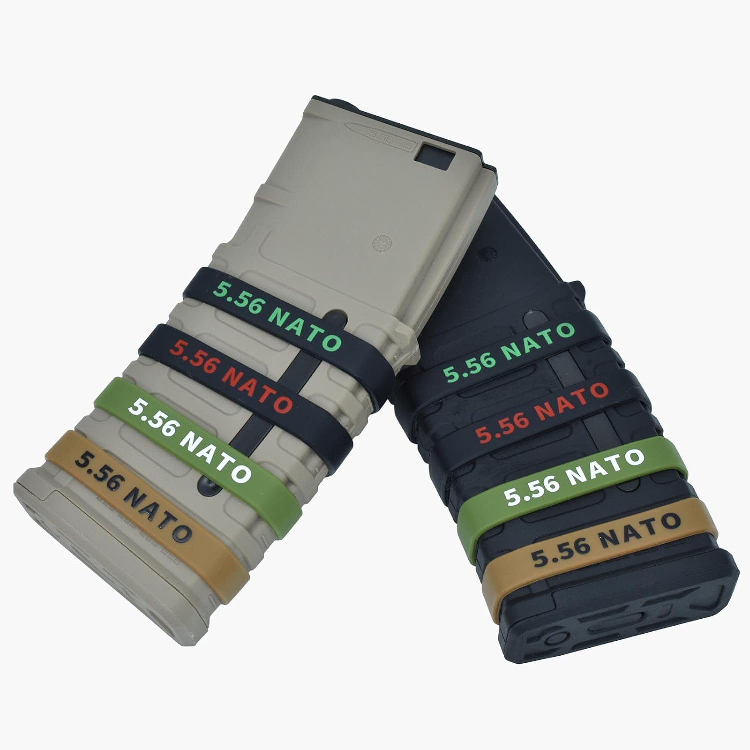 12 Pack Miaozhun 5.56 NATO Magazine Marking Bands 5.56 Magazine Caliber Identification(Army Green-White)