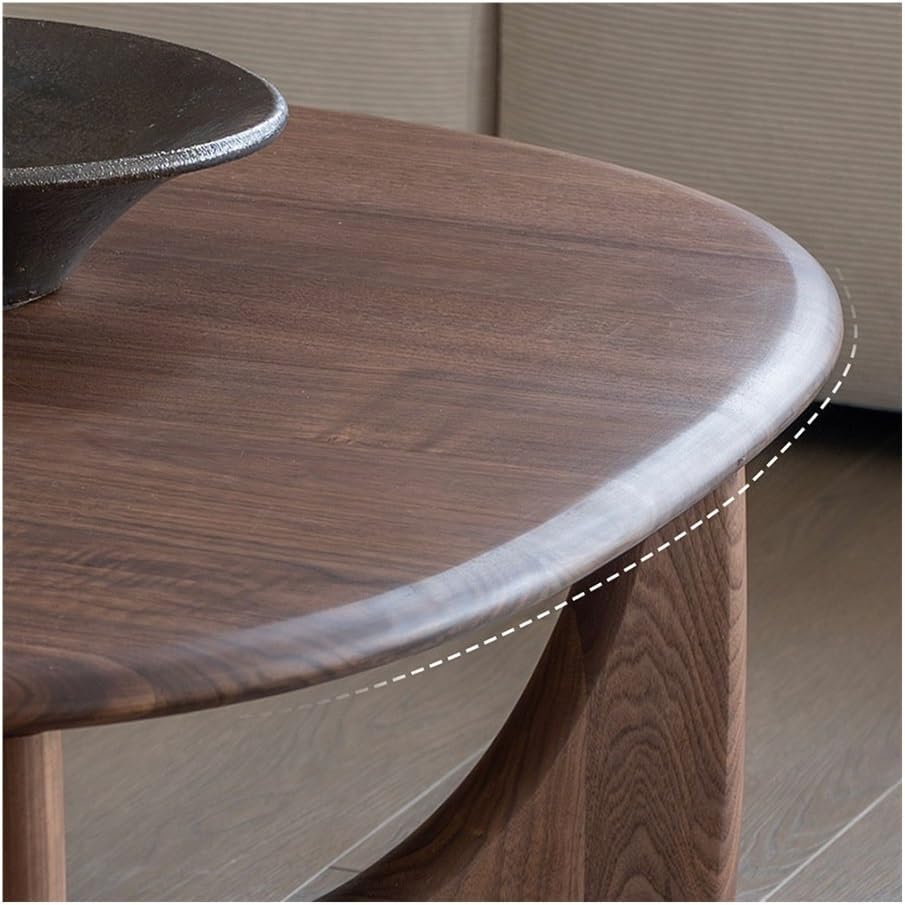 Wood Coffee Table Mid-Century Organic Curve Design Living Room Center Small Side Table(Large)