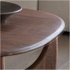 Wood Coffee Table Mid-Century Organic Curve Design Living Room Center Small Side Table(Large)