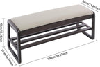 Shoe Rack Bench with Cushion, 2-Tier Storage Bench for Entryway, Wooden Shoe Organizer Bench with Hidden Storage & Comfortable Seat for Living Room, Bedroom, Hallway (Walnut Color+ Beige)