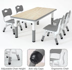 LulliSpace Kids Study Table and 4 Chairs Set,Height Adjustable Table and Chairs for Children and Toddlers,47.2"X23.6"Graffiti Desktop,Suitable for Daycare,Classrooms, Home