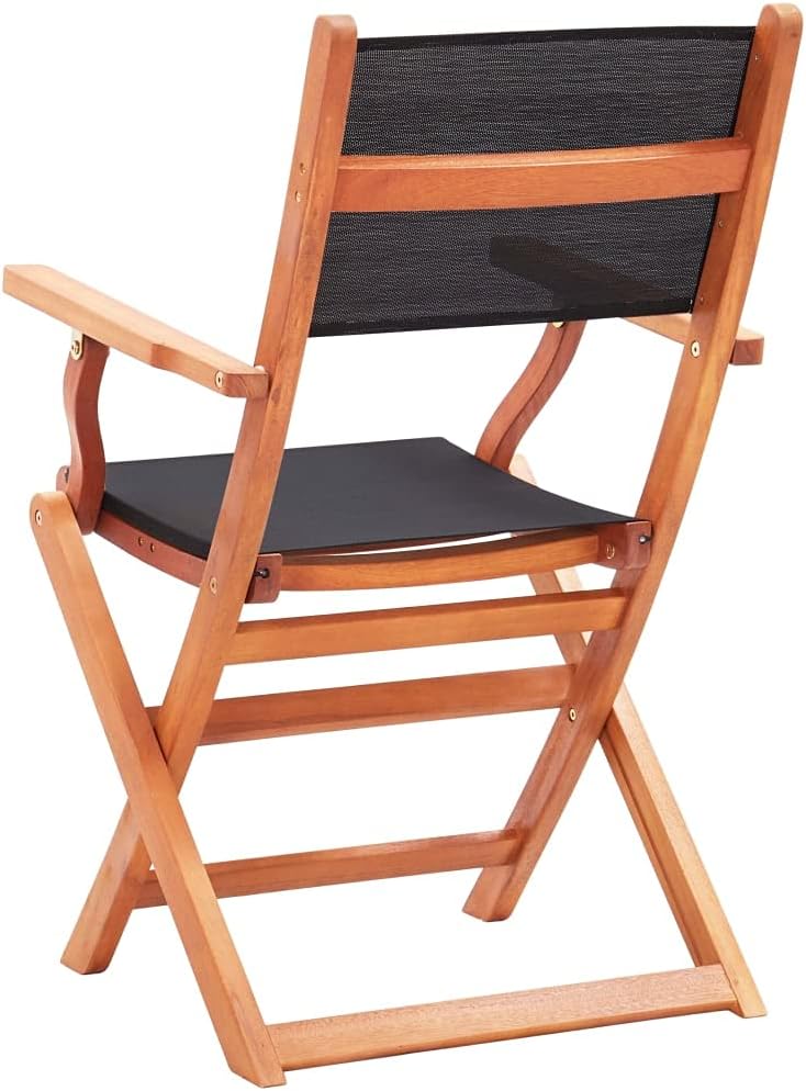 Folding Garden Chair Set of 4, 24"x21.3"x35" Outdoor Patio Chairs in Solid Eucalyptus Wood & Textilene, Foldable Lawn Chairs for Backyard Terrace Balcony