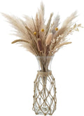 MyGift Rustic Glass Bottle Vase with Handwoven Hemp Rope Cover – Decorative Floral Arrangement Container for Home or Event Centerpieces
