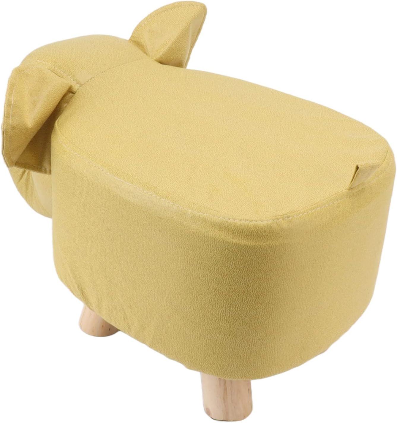 SUNGOOYUE Animal Footstools, Cute Elephant Stool with Soft Sponge and Anti Slip Patches, Sturdy Pine Wood Frame, for Nursery Bedroom Living Room Decor (Yellow)