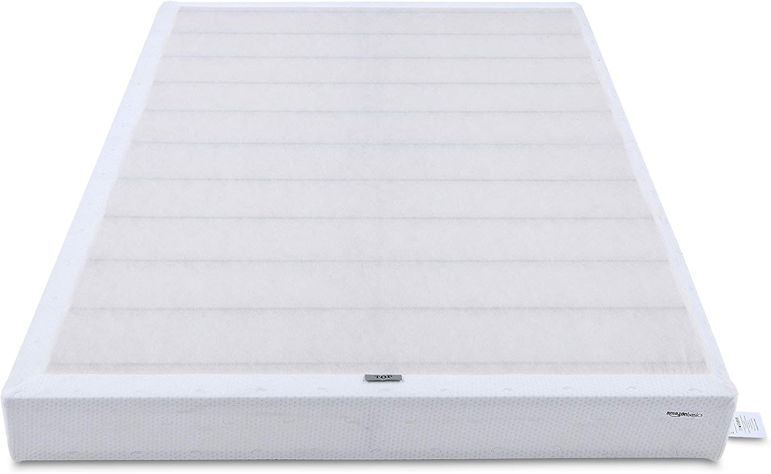 Amazon Basics Smart Box Spring Bed Base, 5-Inch Low Profile Height Mattress Foundation, Sturdy Durable Steel Support, Tool-Free Easy Assembly, Queen, 79" x 59.5" x 5", White