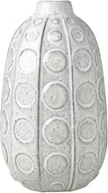 Mikasa White Embossed Dot Textured Ceramic Vase, 6.1x6.1x10.24 Inch