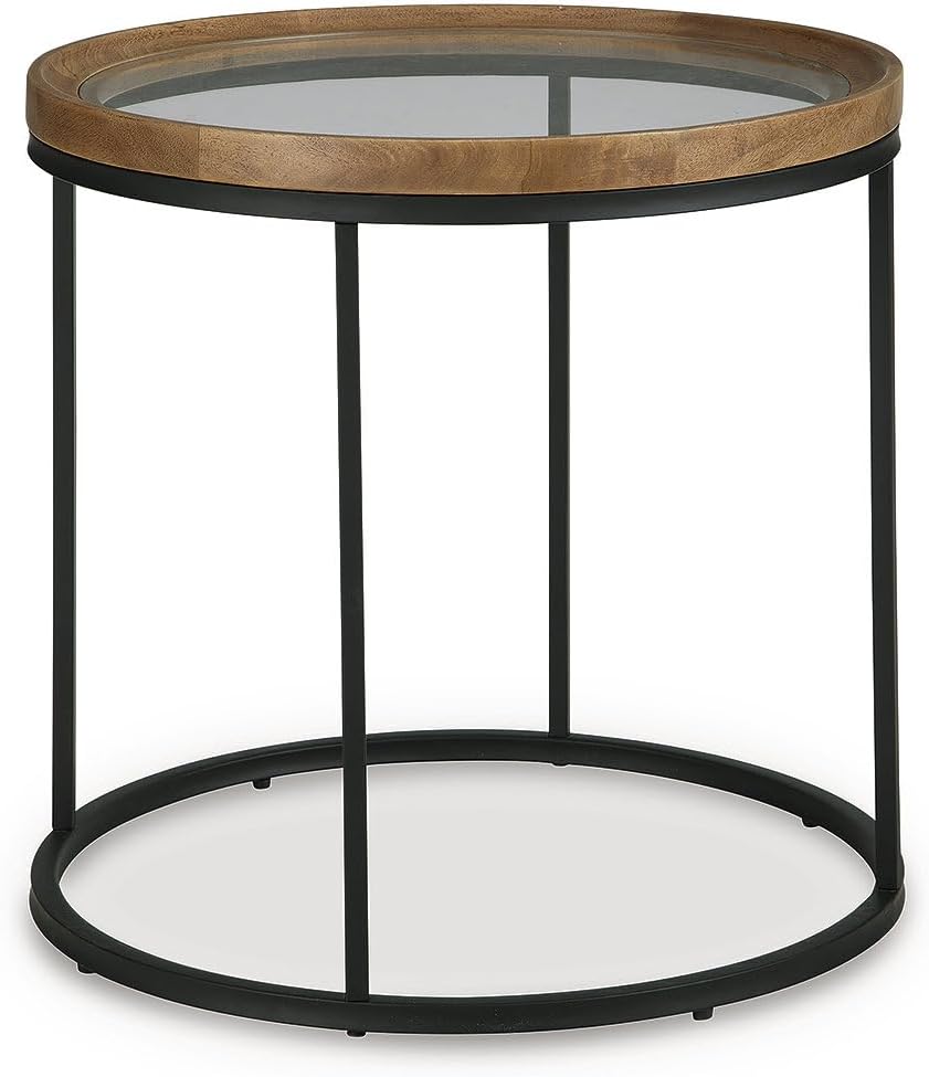 Signature Design by Ashley Noraluna Casual End Table, Light Brown & Black
