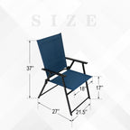 2pcs Folding Patio Chairs, Outdoor Dining Chairs with Grey Sling High Back and Armrests Used for Camping Garden Backyard Pool Porch