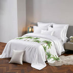 Green Palm Trees Bed Runner Scarf Cal King Size, Summer Botanical Tree Tropical Luxury Bed Throw Runners & Scarves for Twin Full Queen King Foot of Beds, Hotel Decoration, 102"x20"