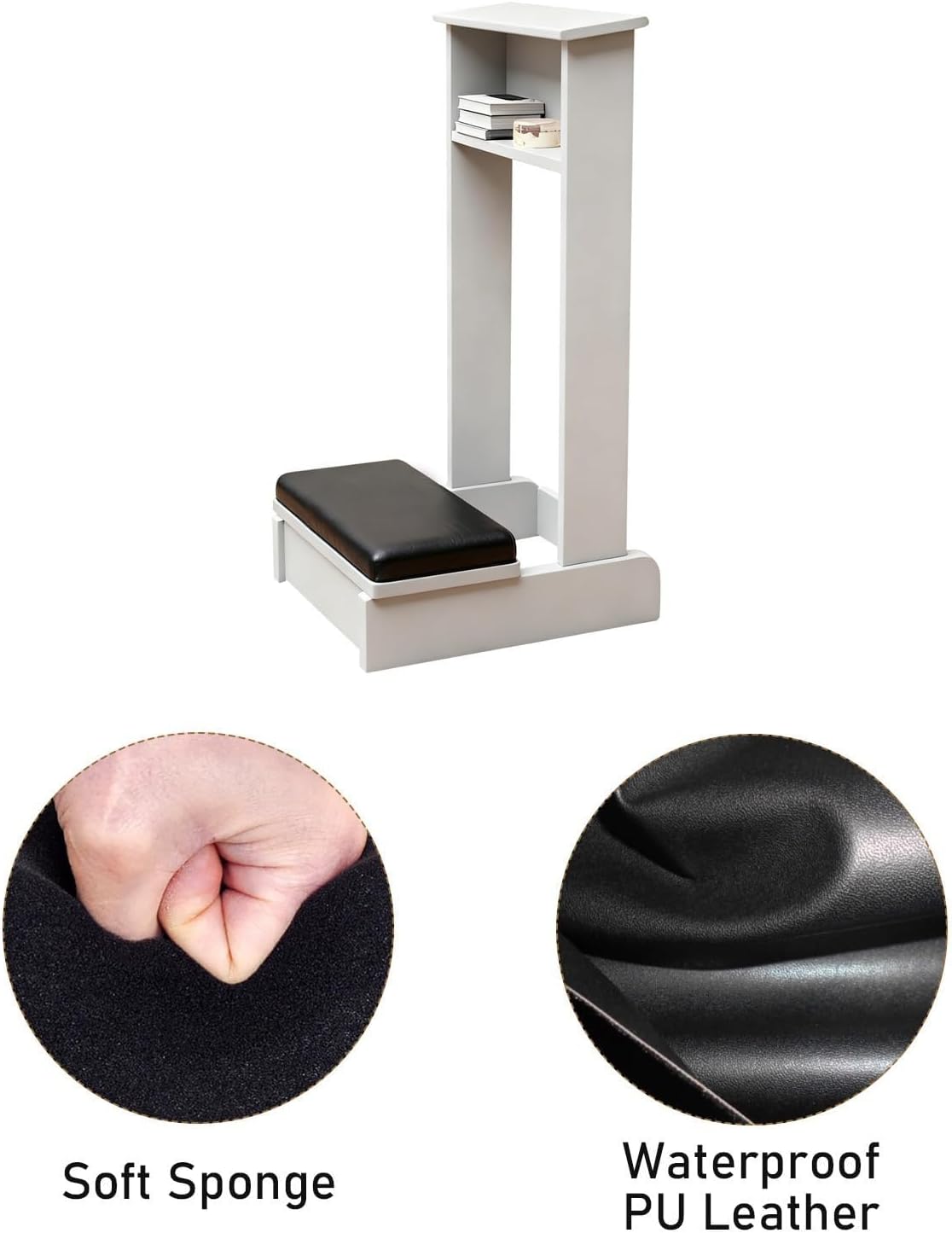 Church Prayer Bench Kneeler Wooden Prayer Kneeler with Book Shelf Prayer Table at Home with Cushion Pad Meditation Stool 20x16.5x33In Kneeling Stool for Church Family(Natural)