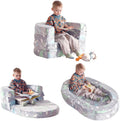 Tiita 3-in-1 Kids Sofa Bed, Comfy Couch Plush Toddler Chair Bed, Convertible Toddler Travel Beds, Folding Kids Couch with Washable Cover Carrying Handle for Girls and Boys
