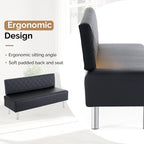 OmySalon Waiting Room Bench with Back, 58.6’’ Office Guest Chair Upholstered Reception Seating, Lobby Furniture for Beauty Salon Barbershop Airport Bank Hall Room Conference, Black