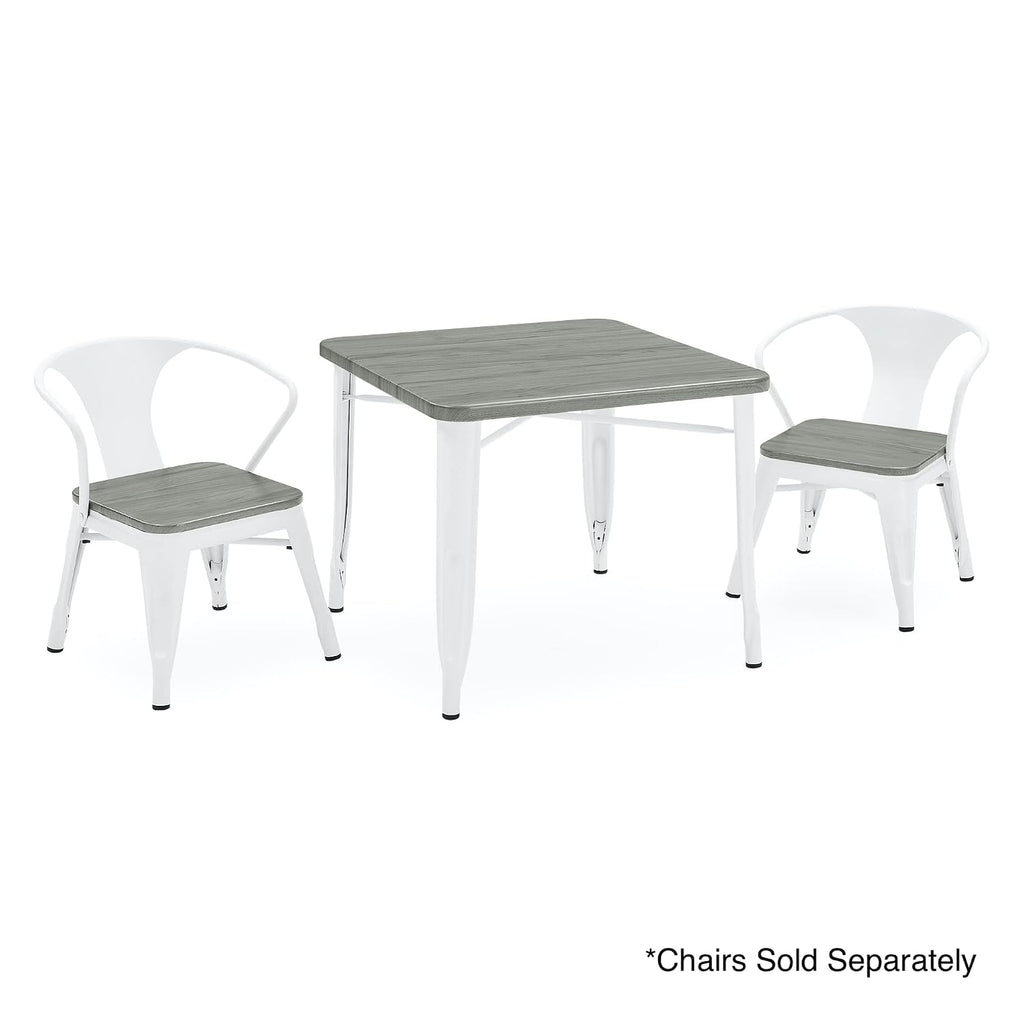 Delta Children Bistro Kids Play Table - Ideal for Arts & Crafts, Snack Time, Homeschooling, Homework & More, White Metal/Grey Barnboard