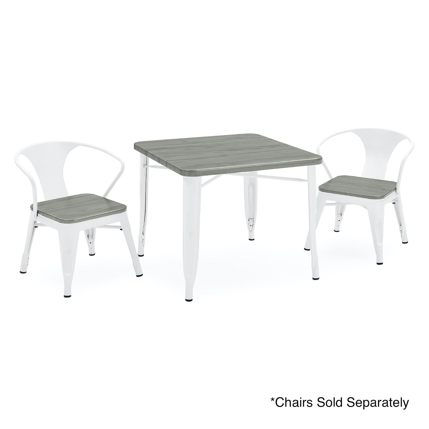 Delta Children Bistro Kids Play Table - Ideal for Arts & Crafts, Snack Time, Homeschooling, Homework & More, White Metal/Grey Barnboard