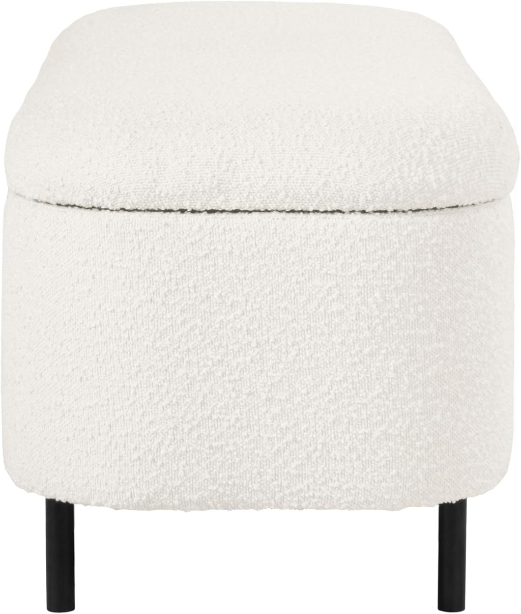 HomePop 46" Ellipse Storage Bench with Metal Legs - Cream Boucle