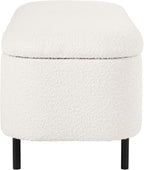 HomePop 46" Ellipse Storage Bench with Metal Legs - Cream Boucle