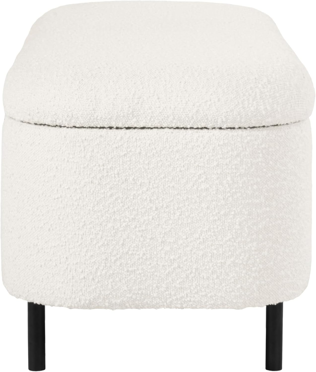 HomePop 46" Ellipse Storage Bench with Metal Legs - Cream Boucle