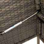 Outdoor Storage Bench Gray with Cushions, Poly Rattan Patio Bench with Waterproof Bag and Gas Spring Lid
