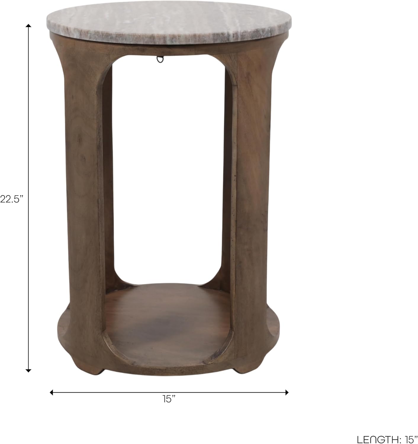 Modern Round End and Side Table for Home Decor - Mango Wood Accent for Small Spaces and Room - Decorative Night Stand or Bedside Drink Table for Bedroom and Living Room Display - 23", Brown & Tan