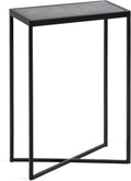 Kate and Laurel Jaspur Modern Slim Side Table, 16 x 8 x 24, Black Marble and Black, Decorative Glam Narrow End Table for Use as Skinny Bedroom Nightstand or Living Room Accent Table