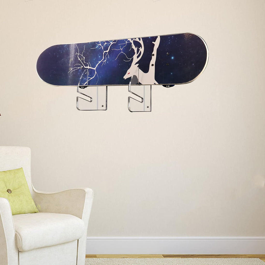 Wall-Mounted Skateboard Mount - Space-Saving Horizontal Display Rack for Secure Skateboard Storage & Decoration