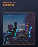 PC Gaming Chair Video Game Chair， Racing Style Office High Back Desk Executive PU Leather Rolling Task Swivel Computer with Lumbar Support Headrest,Red