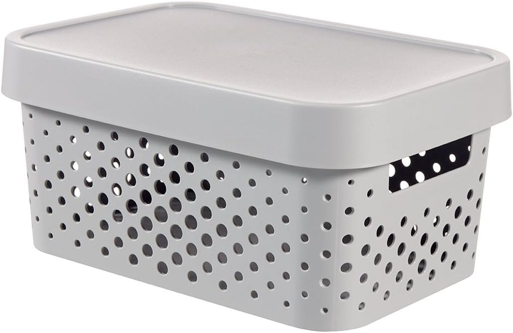 Curver 04760-099-00 Infinity Storage Box Infinity Gepunktet 10,55x7,32x4,88in in Light Grey