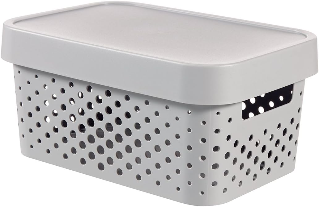 Curver 04760-099-00 Infinity Storage Box Infinity Gepunktet 10,55x7,32x4,88in in Light Grey
