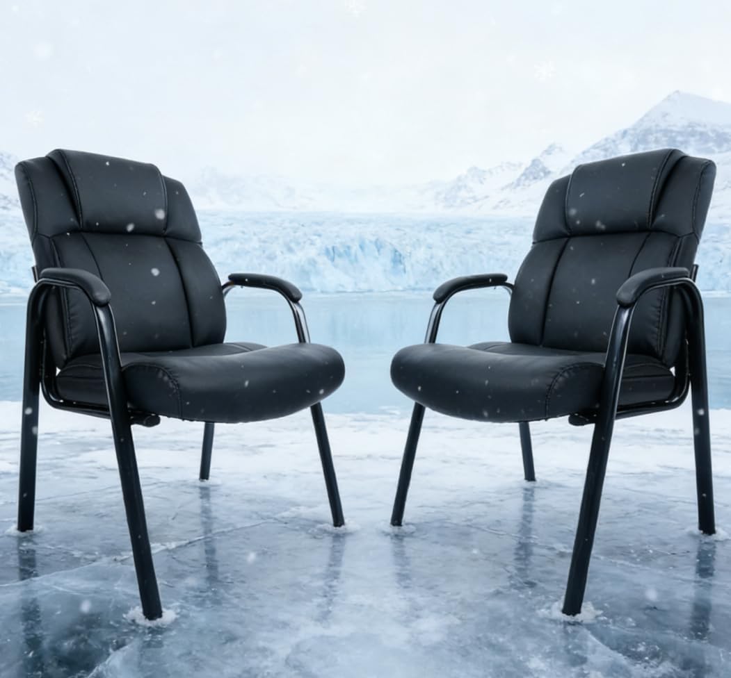 CLATINA Big Tall 500 LBS Wide Guest Chair Heavy Duty, Leather Side Reception Chairs with Padded Armrest No Wheels, Executive Office Desk Chair for Meeting Conference Waiting Room Home, Black 6 Pack