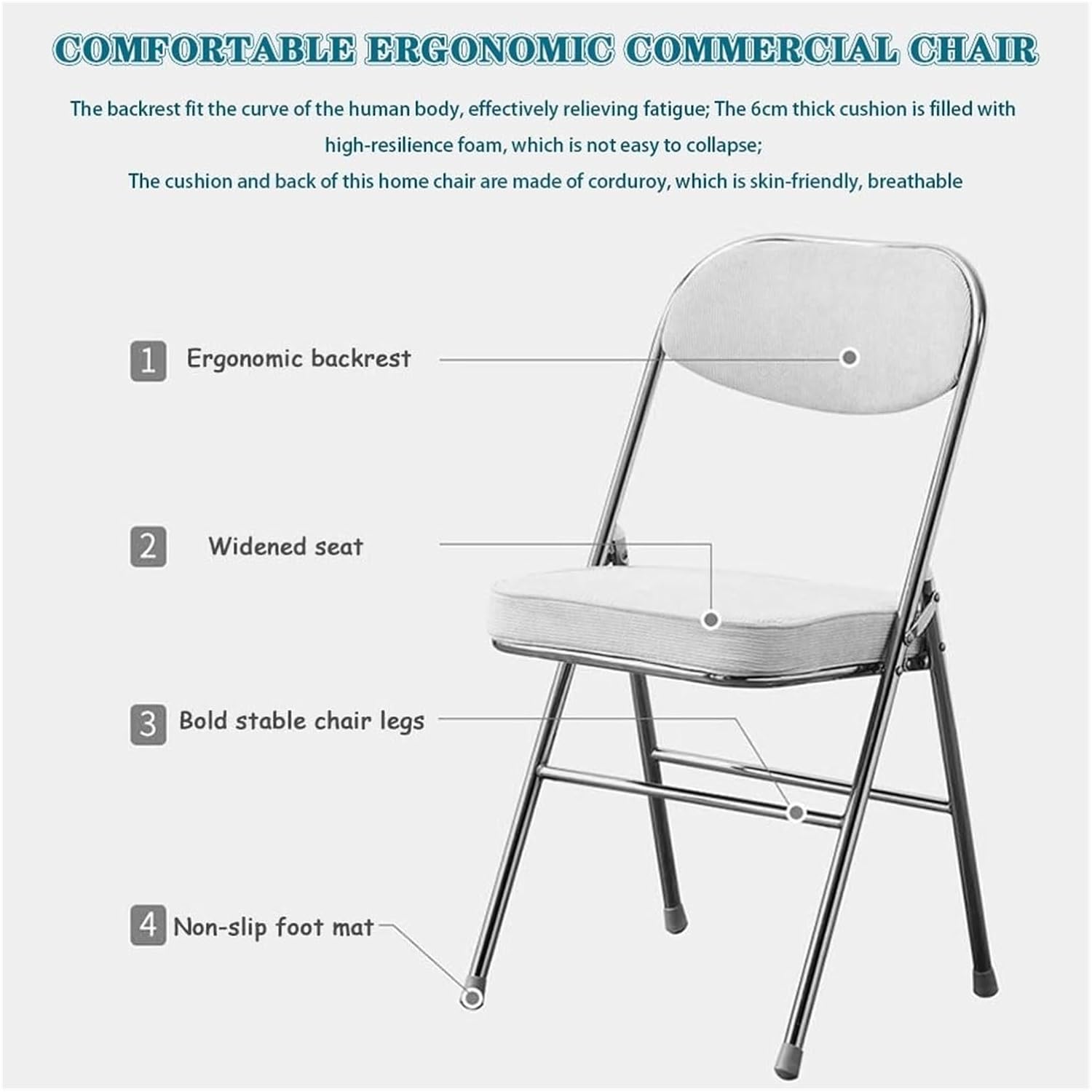 Folding Chairs Dining Chair Set with Padded Cushion and Back Indoor Outdoo Seat for Home Office Events Wedding Party