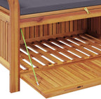 Garden Storage Bench Dark Grey Brown Solid Acacia Wood with Cushion 36x49.6x23.6 in Seating for 2 Indoor Outdoor Patio Porch Bench for Front Porch and Garden