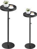 Height Adjustable Drink Table, Set of 2, Small Round Side Table, Martini Table with Weighted Base Pedestal for Small Spaces, Living Room, Bedroom, Couch (2, Black)