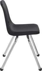 FDP 16" School Stack Chair, Stacking Student Seat with Chromed Steel Legs and Ball Glides for in-Home Learning or Classroom - Black (4-Pack), 10382-BK