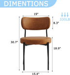 Brown Dining Chairs Set of 8 with Curved Back, Leather Dining Chairs with PU Soft Cushion Seat & Metal Legs, Comfortable Modern Chair for Kitchen, Living Room