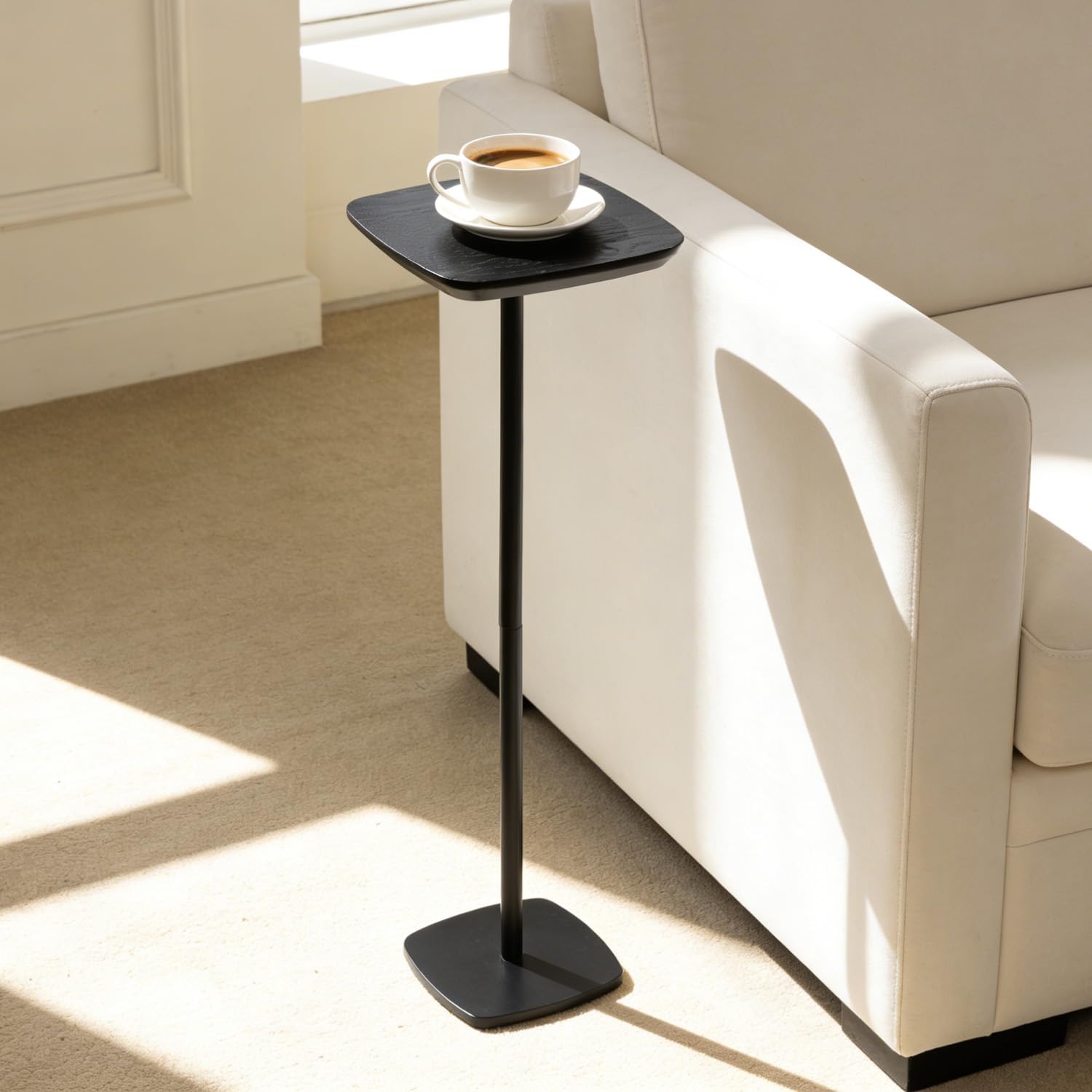 Pedestal Side Table, Small Drink Tables Pedestal Stand, Black Square Mini End Table, Cocktail Martini Coffee Tables, Tiny Side Table for Living Room,Small Spaces,Sofa,Couch