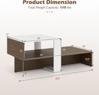 Giantex Small Coffee Table with Storage, 31.5" Wood Unique Center Table with 2-Tier Shelf, Low Accent Cocktail Tea Table, Mid Century Modern Coffee Table for Living Room, Small Spaces, Walnut & White