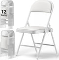 12 Pack Folding Chairs, PU Leather Folding Dining Chairs with Padded Cushion Seat & Back, Indoor Outdoor Folding Chair Set for Home Office, Parties, Events, Wedding, Extra Guest Seating