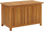 Solid Acacia Wood Patio Storage Box 35.4"x19.7"x22.8" with Waterproof Bag, Outdoor Storage Bench for Cushions, Toys, and Garden Tools, Rustic Style