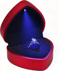 Luxury LED Lighted Ring Box - Heart Shaped Elegant Red Ring Case for Wedding Rings, Perfect for Engagement, Proposal, Anniversary, Ceremony, and Gift Giving