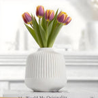 White Ceramic Vase for Flowers, 6 Inch Flower Vases Home Decor, Boho Vases for Pampas Grass,Vase for Centerpieces Living Room Table Entryway Shelf