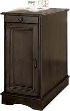 Stylish Modern Transitional Gray Side Table/Nightstand with USB Outlet - Multifunctional Solid Wood Storage Cabinet for Your Home!