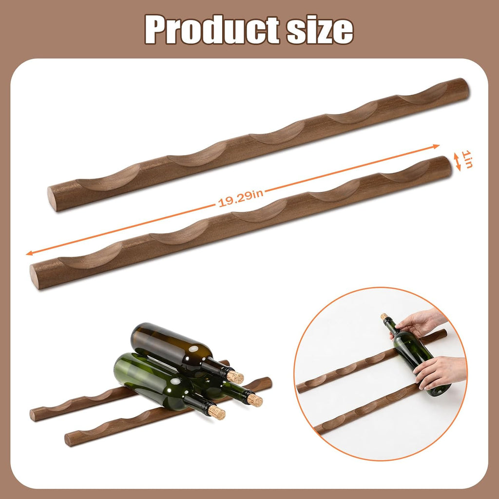 Barydat 4 Pcs Wood Wine Rack Compact Wine Bottle Holder Tabletop Vino Stand Display Rack Countertop Bottle Storage Shelf Organizer for Cabinet Kitchen Bar Pantry Basement Decor(5 Grooves,Brown)