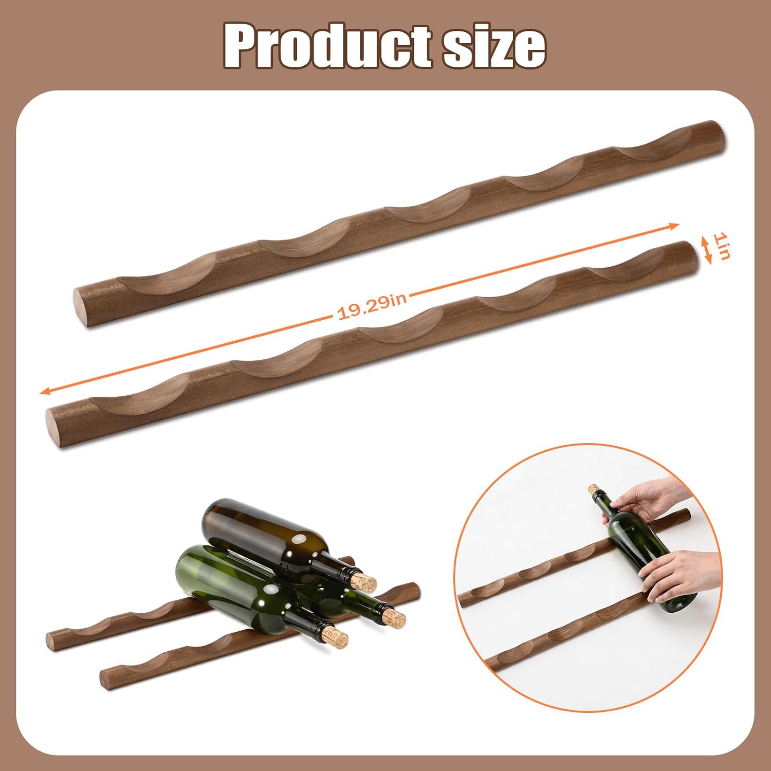 Barydat 4 Pcs Wood Wine Rack Compact Wine Bottle Holder Tabletop Vino Stand Display Rack Countertop Bottle Storage Shelf Organizer for Cabinet Kitchen Bar Pantry Basement Decor(5 Grooves,Brown)