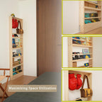 Wooden Kids Bookshelf, Wall Mount Shelf with Hooks, Organizer for Toys and Books, Space-Saving | with Hooks