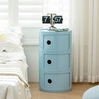 3 Tier Round Nightstand with Drawer, Royal Blue Round Side Table Small Plastic Storage End Table for Bedroom, Living Room, Bathroom