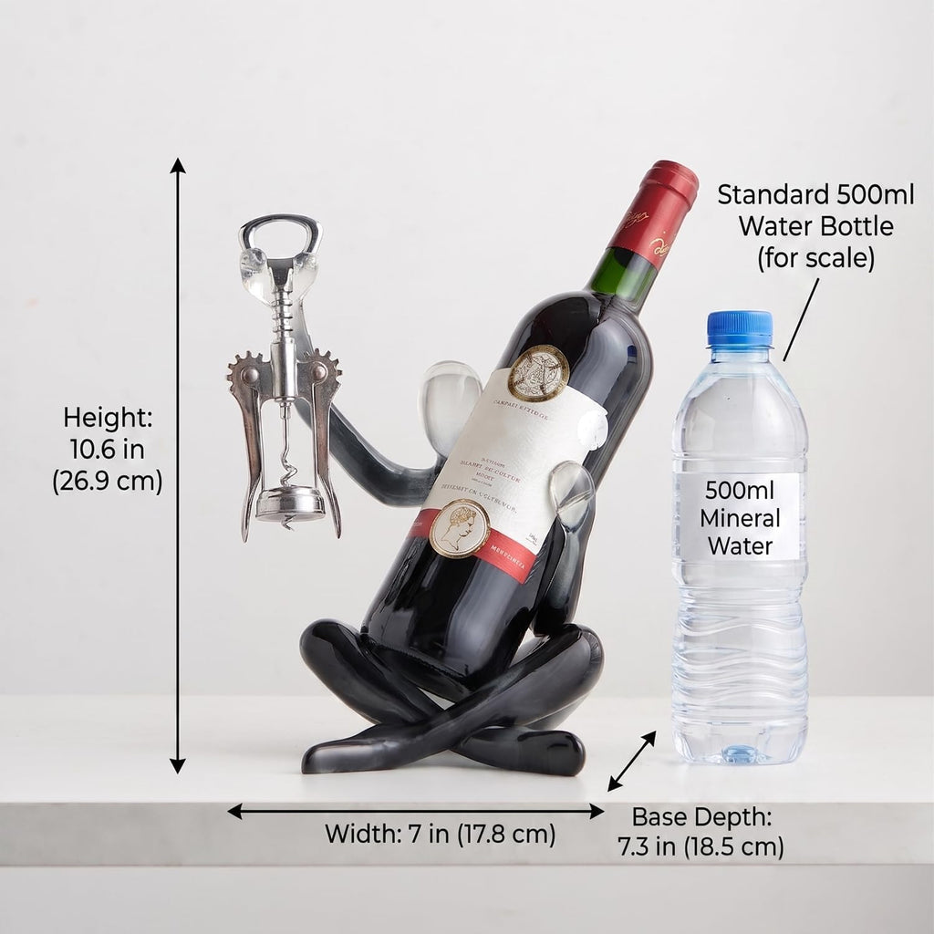 Thinker Statue Wine Rack, Transparent Gray Modern Rack for Kitchen Table Decor, Single Wine Bottle Holder Countertop for Bar, Small Bottle Holder Rack