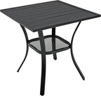 Anmutig 27.5 Inch Square Outdoor Metal Table for 2, Patio Bistro Table with Curved Legs, All Weather Slatted Table for Lawn, Garden, Balcony, Deck, Black
