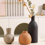 Joeabor Ceramic Vase Set of 3 - Handcrafted Ceramic Vases for Home Decor & Shelf - Modern Farmhouse Decor for Kitchen, Office, Bedroom & Living Room Decorative Objects for Mantel, Table Centerpieces