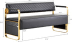 OmySalon Waiting Room Chairs with Arms, 57.5’’ Office Guest Chair upholstered Bench Seating, Reception Furniture for Beauty Salon Barbershop Airport Bank Hall Room Conference, Black&Gold