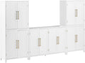 Crosley Furniture Roarke 3-Piece Modern Sideboard Buffet Cabinet and Kitchen Storage Pantry Set, White
